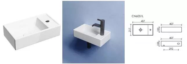 Раковина «Ceramica Nova» Element 41/22 CN6051L фарфоровая белая левая Раковина «Ceramica Nova» Element 41/22 CN6051L фарфоровая белая левая