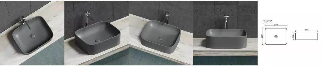 Раковина «Ceramica Nova» Element 50/38 CN6052MDH фарфоровая темный антрацит матовый Раковина «Ceramica Nova» Element 50/38 CN6052MDH фарфоровая темный антрацит матовый