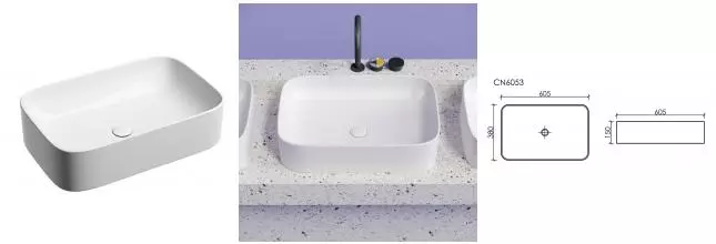 Раковина «Ceramica Nova» Element 60/38 CN6053 фарфоровая белая Раковина «Ceramica Nova» Element 60/38 CN6053 фарфоровая белая