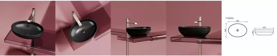Раковина «Ceramica Nova» Element 50/36 CN6056MB фарфоровая черная матовая Раковина «Ceramica Nova» Element 50/36 CN6056MB фарфоровая черная матовая
