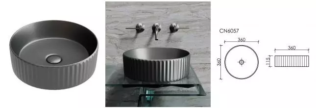 Раковина «Ceramica Nova» Element 36/36 CN6057MDH фарфоровая темный антрацит матовый Раковина «Ceramica Nova» Element 36/36 CN6057MDH фарфоровая темный антрацит матовый