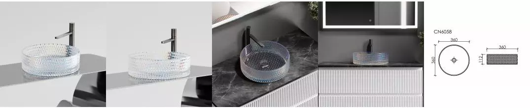 Раковина «Ceramica Nova» Cristal 36/36 CN6059 стеклянная неон