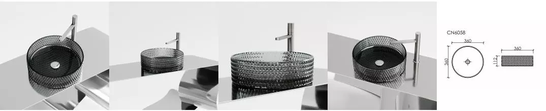 Раковина «Ceramica Nova» Cristal 36/36 CN6060 стеклянная черная Раковина «Ceramica Nova» Cristal 36/36 CN6060 стеклянная черная