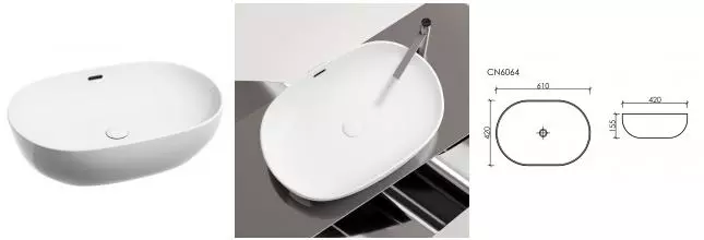Раковина «Ceramica Nova» Element 61/42 CN6064 фарфоровая белая Раковина «Ceramica Nova» Element 61/42 CN6064 фарфоровая белая