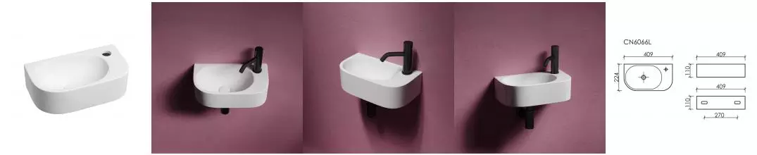 Раковина «Ceramica Nova» Element 41/22 CN6066L фарфоровая белая левая Раковина «Ceramica Nova» Element 41/22 CN6066L фарфоровая белая левая