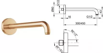 Кронштейн для верхнего душа «Keuco» Elegance 51688030300 31,2 шлифованная бронза Кронштейн для верхнего душа «Keuco» Elegance 51688030300 31,2 шлифованная бронза