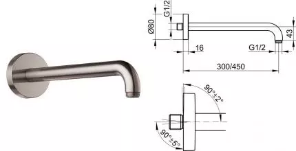 Кронштейн для верхнего душа «Keuco» Elegance 51688050400 46,2 шлифованный никель Кронштейн для верхнего душа «Keuco» Elegance 51688050400 46,2 шлифованный никель