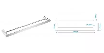 Полотенцедержатель двойной «Mediclinics» Aura AI1311CS на стену матовый хром