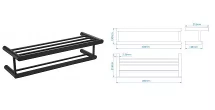 Полотенцедержатель с полкой «Mediclinics» Aura AI1323B на стену чёрный