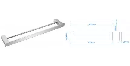 Полотенцедержатель двойной «Mediclinics» Harmonia AI1411CS на стену матовый хром