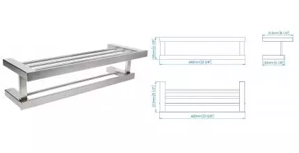 Полотенцедержатель с полкой «Mediclinics» Harmonia AI1423CS на стену матовый хром