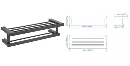 Полотенцедержатель с полкой «Mediclinics» Harmonia AI1423B на стену чёрный