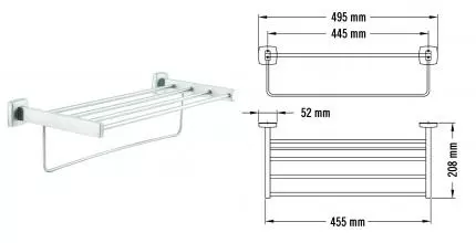 Полотенцедержатель с полкой «Mediclinics» Medisteel AI0710CS на стену матовый хром