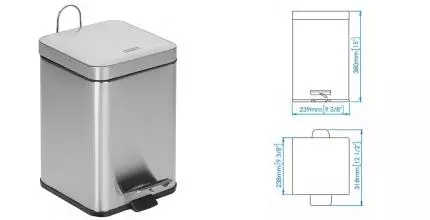 Мусорное ведро с педалью «Mediclinics» PP1214CS 12 л матовый хром Мусорное ведро с педалью «Mediclinics» PP1214CS 12 л матовый хром