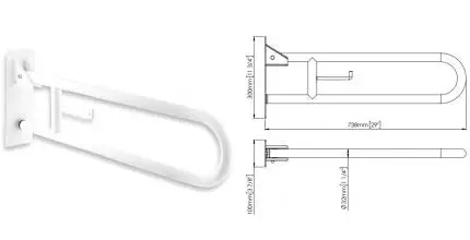 Откидной поручень «Mediclinics» BG2800 на стену белый
