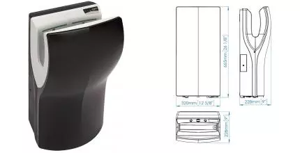 Сушилка для рук «Mediclinics» Dualflow Plus M24AB на стену чёрная