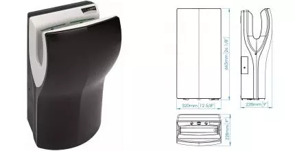 Сушилка для рук «Mediclinics» Dualflow Plus M14AB на стену чёрная