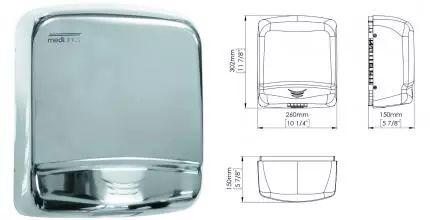 Сушилка для рук «Mediclinics» Optima M99AC на стену хром
