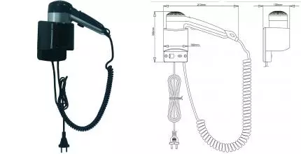 Фен «Mediclinics» SC0020CS на стену чёрный