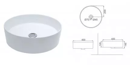 Раковина «Creo Ceramique» Pau 40/40 PU3100 фарфоровая белый глянец Раковина «Creo Ceramique» Pau 40/40 PU3100 фарфоровая белый глянец