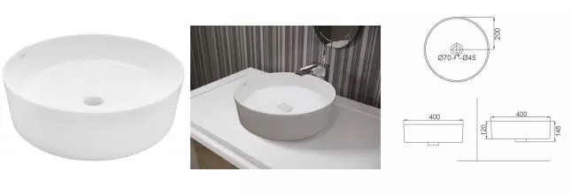 Раковина «Creo Ceramique» Pau 40/40 PU3100MRMWH фарфоровая белый матовый Раковина «Creo Ceramique» Pau 40/40 PU3100MRMWH фарфоровая белый матовый