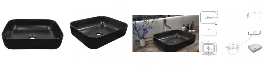 Раковина «Creo Ceramique» Pau 50/40 PU4200MBK фарфоровая чёрная матовая