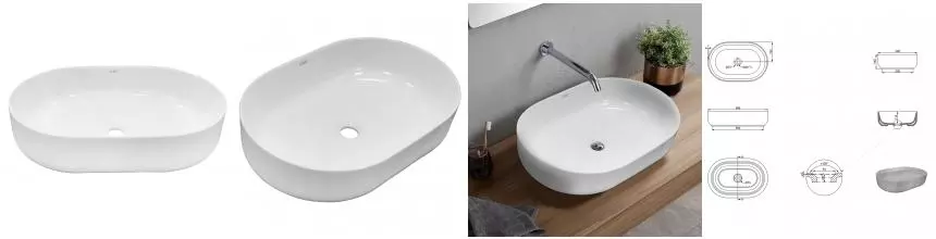 Раковина «Creo Ceramique» Pau 58/38 PU4300 фарфоровая белая Раковина «Creo Ceramique» Pau 58/38 PU4300 фарфоровая белая