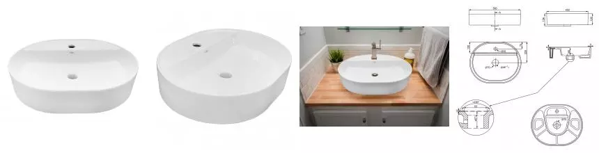 Раковина «Creo Ceramique» Pau 56/45 PU4500 фарфоровая белая Раковина «Creo Ceramique» Pau 56/45 PU4500 фарфоровая белая