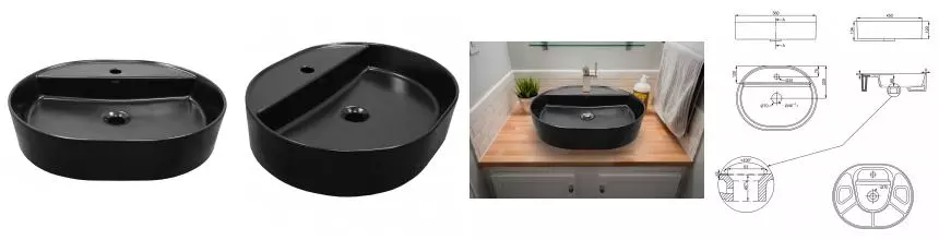 Раковина «Creo Ceramique» Pau 56/45 PU4500MBK фарфоровая черный матовый Раковина «Creo Ceramique» Pau 56/45 PU4500MBK фарфоровая черный матовый