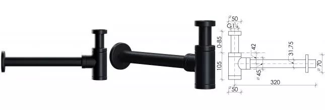 Сифон для раковины «Ceramica Nova» 70001MB чёрный