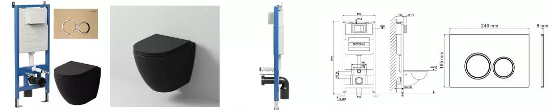 Комплект инсталляция с унитазом, крышкой и кнопкой смыва «Grossman» 97.4455BMSQ.01.310 безободковый Комплект инсталляция с унитазом, крышкой и кнопкой смыва «Grossman» 97.4455BMSQ.01.310 безободковый