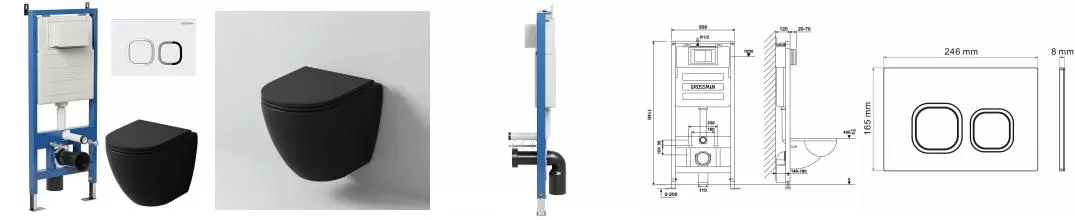 Комплект инсталляция с унитазом, крышкой и кнопкой смыва «Grossman» 97.4455BMSQ.02.000 безободковый Комплект инсталляция с унитазом, крышкой и кнопкой смыва «Grossman» 97.4455BMSQ.02.000 безободковый