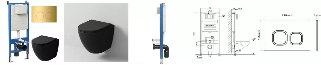 Комплект инсталляция с унитазом, крышкой и кнопкой смыва «Grossman» 97.4455BMSQ.02.300 безободковый Комплект инсталляция с унитазом, крышкой и кнопкой смыва «Grossman» 97.4455BMSQ.02.300 безободковый