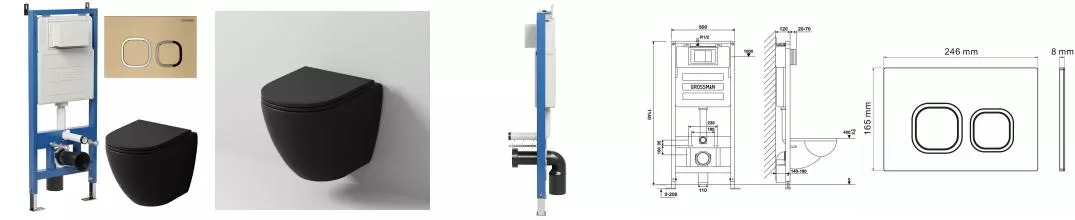Комплект инсталляция с унитазом, крышкой и кнопкой смыва «Grossman» 97.4455BMSQ.02.310 безободковый Комплект инсталляция с унитазом, крышкой и кнопкой смыва «Grossman» 97.4455BMSQ.02.310 безободковый