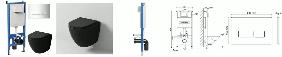 Комплект инсталляция с унитазом, крышкой и кнопкой смыва «Grossman» 97.4455BMSQ.03.100 безободковый Комплект инсталляция с унитазом, крышкой и кнопкой смыва «Grossman» 97.4455BMSQ.03.100 безободковый