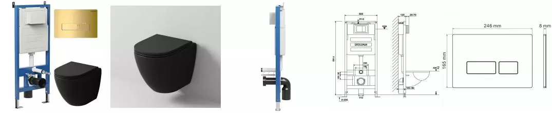 Комплект инсталляция с унитазом, крышкой и кнопкой смыва «Grossman» 97.4455BMSQ.03.300 безободковый Комплект инсталляция с унитазом, крышкой и кнопкой смыва «Grossman» 97.4455BMSQ.03.300 безободковый