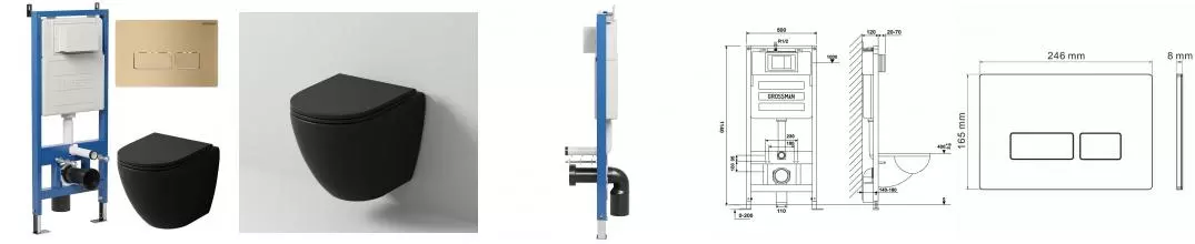 Комплект инсталляция с унитазом, крышкой и кнопкой смыва «Grossman» 97.4455BMSQ.03.310 безободковый Комплект инсталляция с унитазом, крышкой и кнопкой смыва «Grossman» 97.4455BMSQ.03.310 безободковый