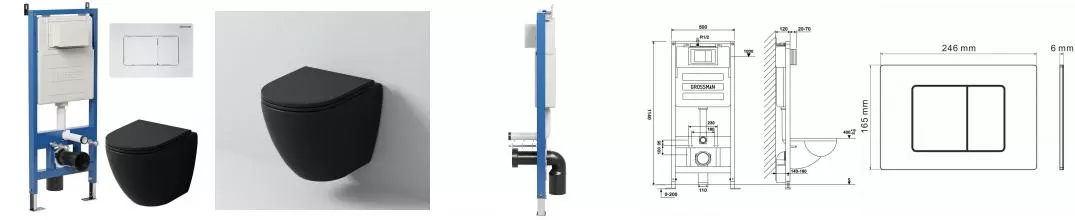 Комплект инсталляция с унитазом, крышкой и кнопкой смыва «Grossman» 97.4455BMSQ.04.01M безободковый Комплект инсталляция с унитазом, крышкой и кнопкой смыва «Grossman» 97.4455BMSQ.04.01M безободковый