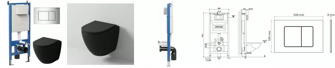 Комплект инсталляция с унитазом, крышкой и кнопкой смыва «Grossman» 97.4455BMSQ.04.10M безободковый Комплект инсталляция с унитазом, крышкой и кнопкой смыва «Grossman» 97.4455BMSQ.04.10M безободковый