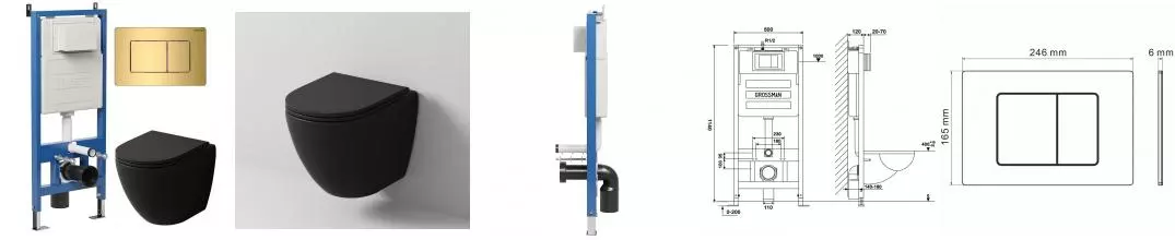 Комплект инсталляция с унитазом, крышкой и кнопкой смыва «Grossman» 97.4455BMSQ.04.30M безободковый Комплект инсталляция с унитазом, крышкой и кнопкой смыва «Grossman» 97.4455BMSQ.04.30M безободковый