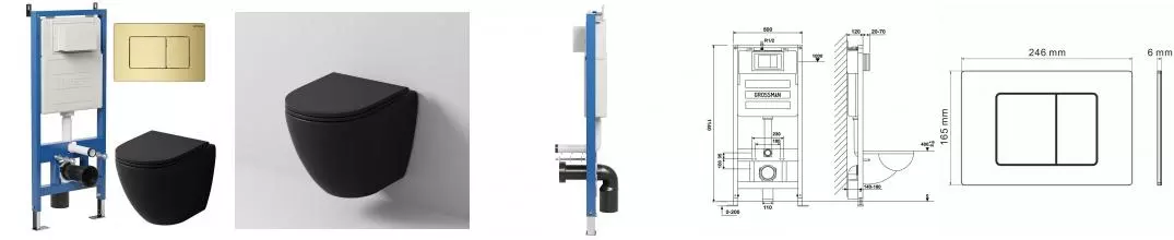 Комплект инсталляция с унитазом, крышкой и кнопкой смыва «Grossman» 97.4455BMSQ.04.32M безободковый