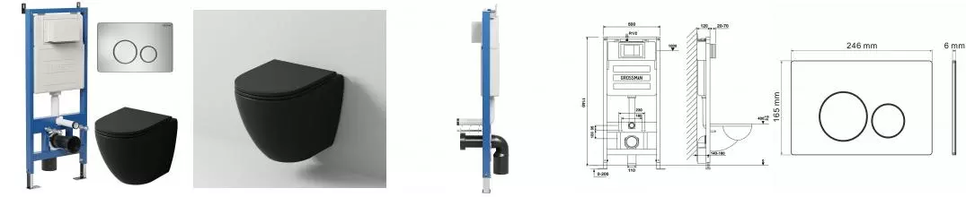 Комплект инсталляция с унитазом, крышкой и кнопкой смыва «Grossman» 97.4455BMSQ.05.12M безободковый