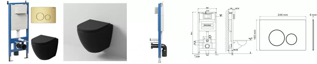 Комплект инсталляция с унитазом, крышкой и кнопкой смыва «Grossman» 97.4455BMSQ.05.32M безободковый