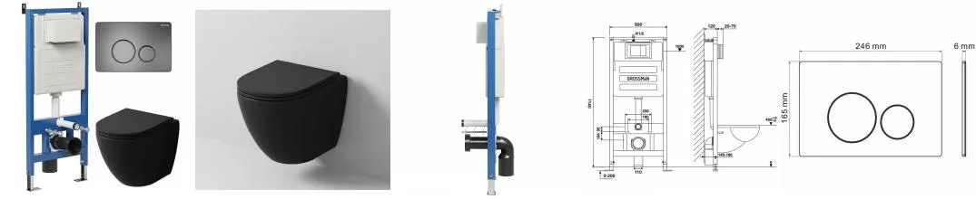 Комплект инсталляция с унитазом, крышкой и кнопкой смыва «Grossman» 97.4455BMSQ.05.42M безободковый
