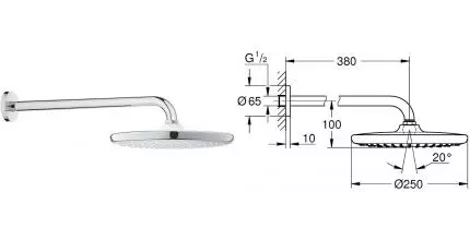 Верхний душ «Grohe» Tempesta 26668000 хром