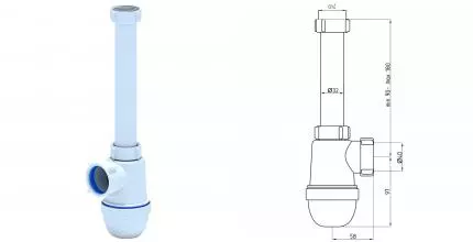 Уценка, Сифон для раковины «АНИпласт» C1020 белый