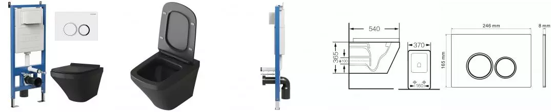 Комплект инсталляция с унитазом, крышкой и кнопкой смыва «Grossman» 97.4440BMS.01.000 безободковый черный матовый Комплект инсталляция с унитазом, крышкой и кнопкой смыва «Grossman» 97.4440BMS.01.000 безободковый черный матовый