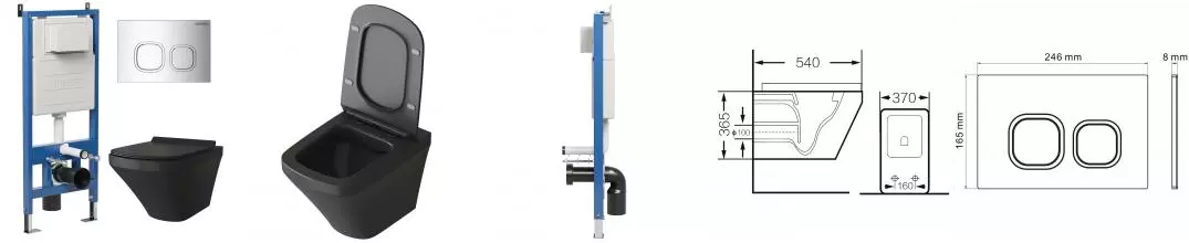 Комплект инсталляция с унитазом, крышкой и кнопкой смыва «Grossman» 97.4440BMS.02.100 безободковый черный матовый Комплект инсталляция с унитазом, крышкой и кнопкой смыва «Grossman» 97.4440BMS.02.100 безободковый черный матовый