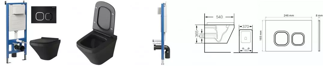 Комплект инсталляция с унитазом, крышкой и кнопкой смыва «Grossman» 97.4440BMS.02.210 безободковый черный матовый Комплект инсталляция с унитазом, крышкой и кнопкой смыва «Grossman» 97.4440BMS.02.210 безободковый черный матовый
