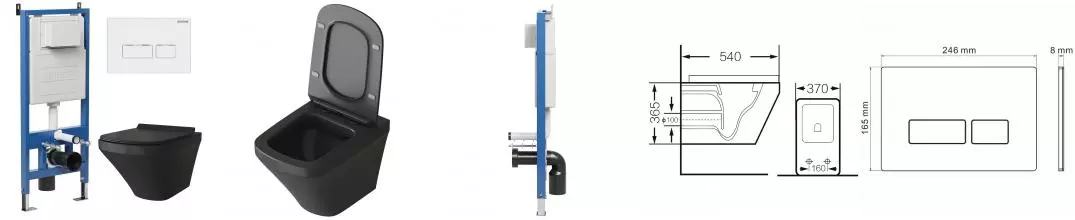 Комплект инсталляция с унитазом, крышкой и кнопкой смыва «Grossman» 97.4440BMS.03.000 безободковый черный матовый Комплект инсталляция с унитазом, крышкой и кнопкой смыва «Grossman» 97.4440BMS.03.000 безободковый черный матовый